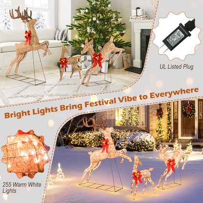 Lighted Christmas Reindeer Family Set, 3 Pieces, 255 Lights, Golden Christmas at Gallery Canada