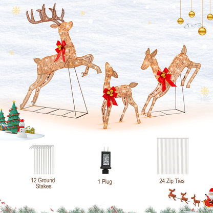 Lighted Christmas Reindeer Family Set, 3 Pieces, 255 Lights, Golden Christmas at Gallery Canada