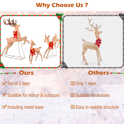 Lighted Christmas Reindeer Family Set, 3 Pieces, 255 Lights, Golden Christmas at Gallery Canada