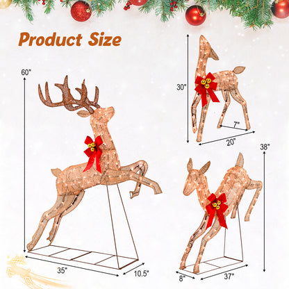 Lighted Christmas Reindeer Family Set, 3 Pieces, 255 Lights, Golden Christmas at Gallery Canada