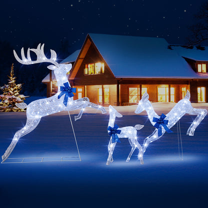 3 Piece Lighted Christmas Reindeer Family Set, 255 Lights, White Christmas at Gallery Canada