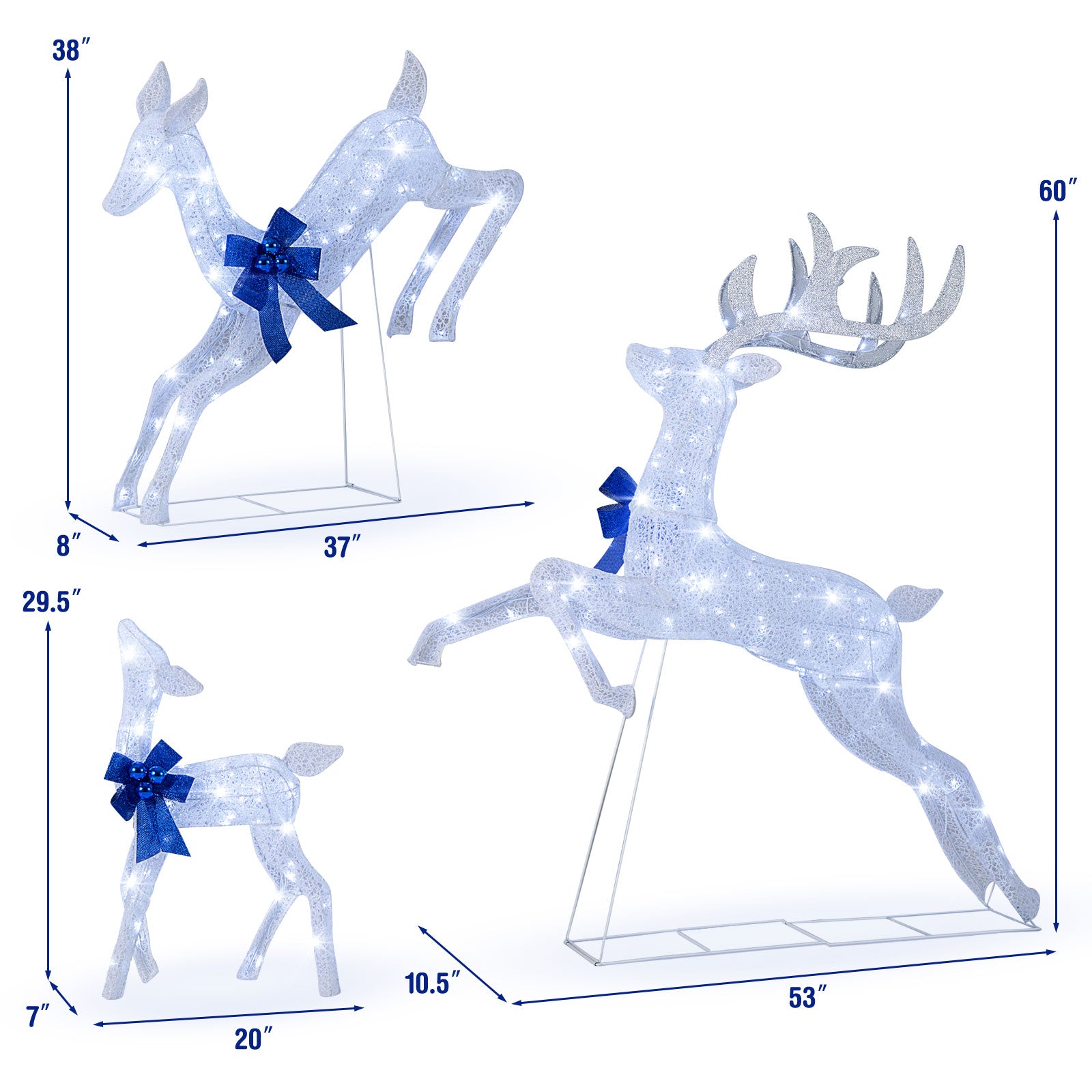 3 Piece Lighted Christmas Reindeer Family Set, 255 Lights, White Christmas at Gallery Canada