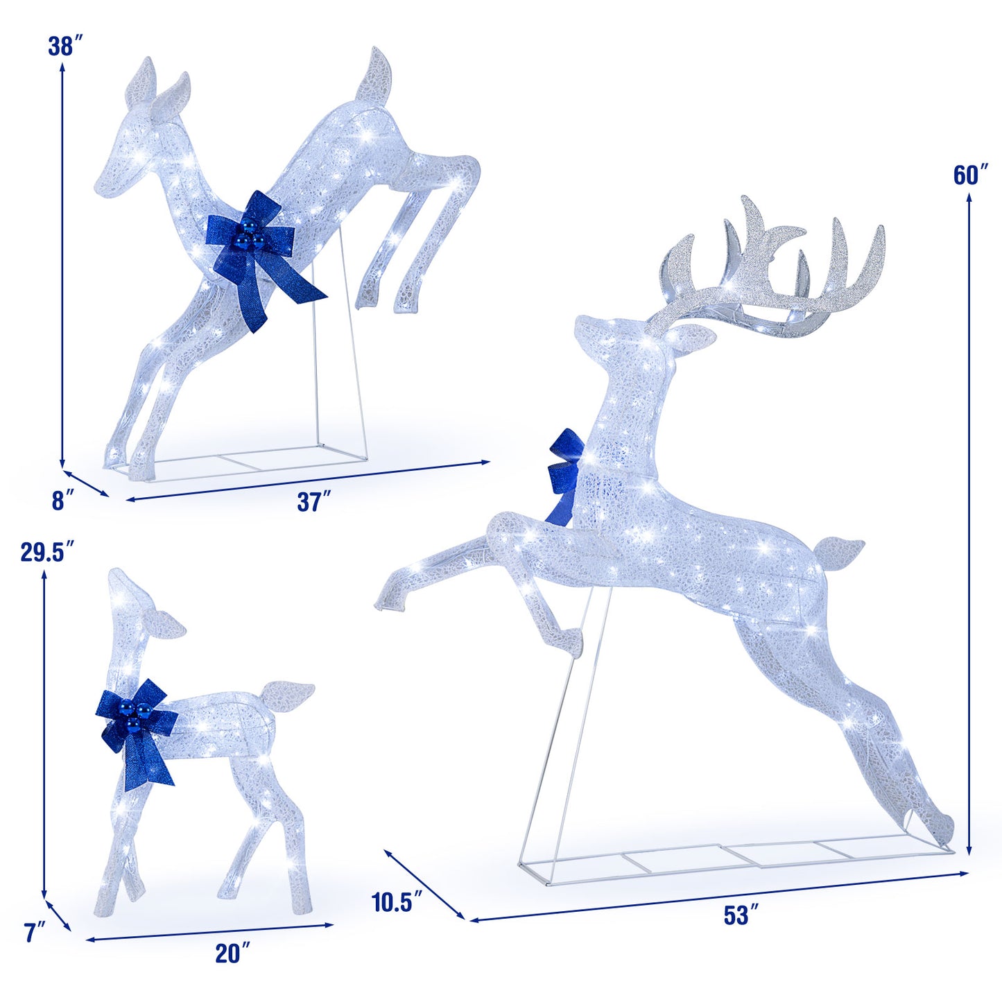 3 Piece Lighted Christmas Reindeer Family Set, 255 Lights, White Christmas at Gallery Canada
