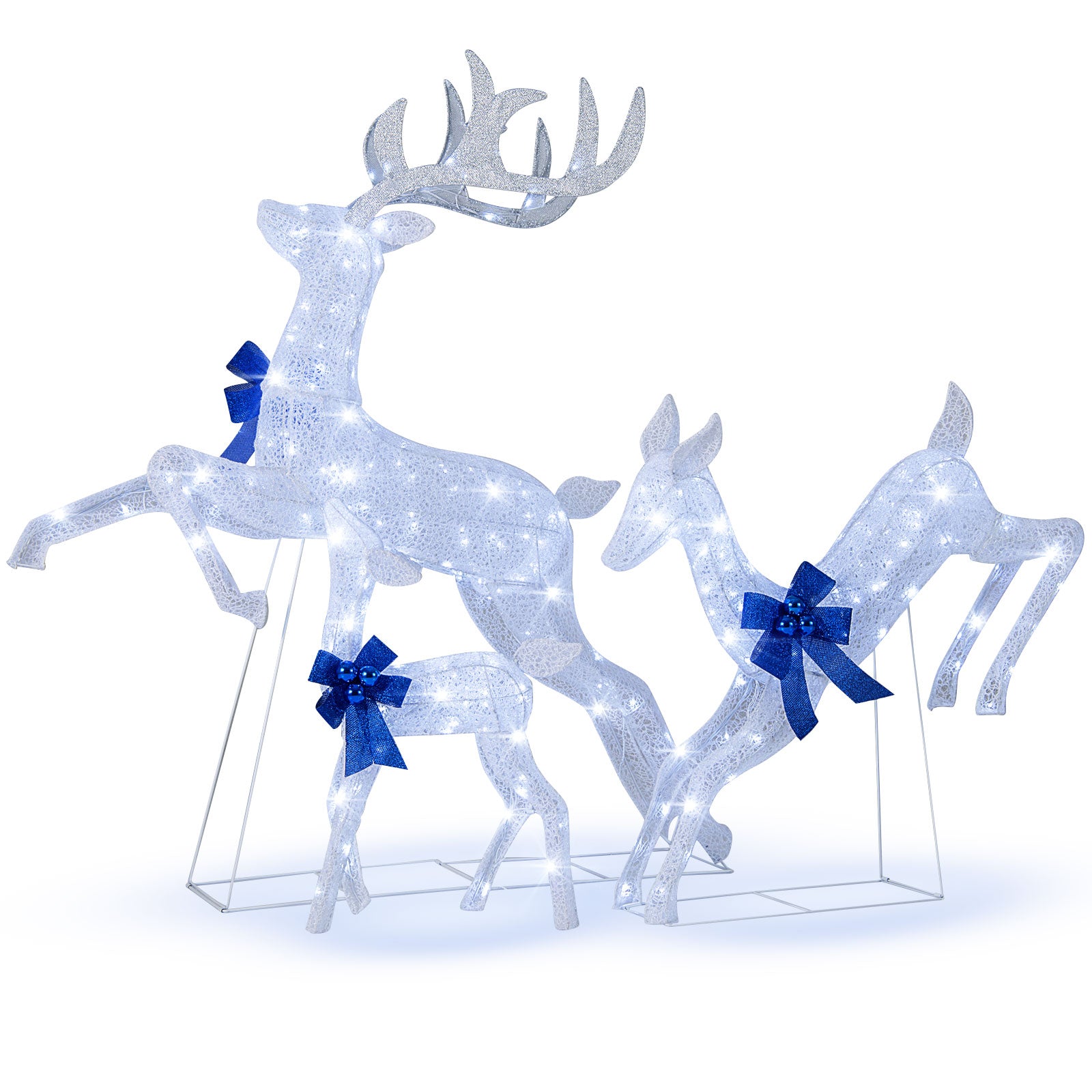 3 Piece Lighted Christmas Reindeer Family Set, 255 Lights, White Christmas at Gallery Canada