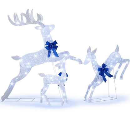3 Piece Lighted Christmas Reindeer Family Set, 255 Lights, White Christmas at Gallery Canada