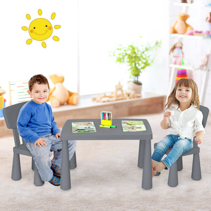 3 Pieces Multifunction Activity Kids Play Table and Chair Set, Gray Kids Table & Chair Sets at Gallery Canada