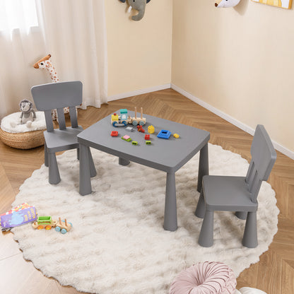 3 Pieces Multifunction Activity Kids Play Table and Chair Set, Gray Kids Table & Chair Sets at Gallery Canada