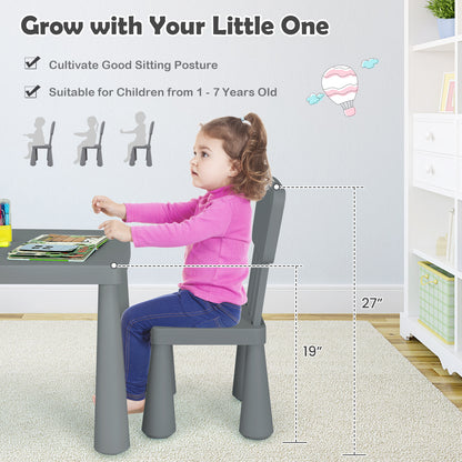 3 Pieces Multifunction Activity Kids Play Table and Chair Set, Gray Kids Table & Chair Sets at Gallery Canada