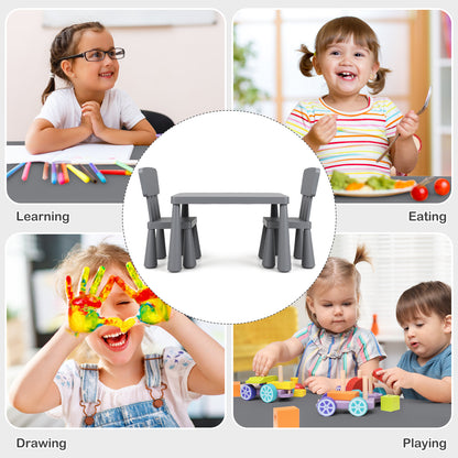 3 Pieces Multifunction Activity Kids Play Table and Chair Set, Gray Kids Table & Chair Sets at Gallery Canada