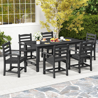3 Pieces Outdoor Dining Table Set with 2 Benches, Black Patio Dining Sets at Gallery Canada
