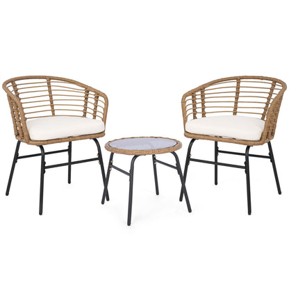 3 Pieces Outdoor Patio Furniture Set with Soft Cushions, White Patio Conversation Sets White at Gallery Canada