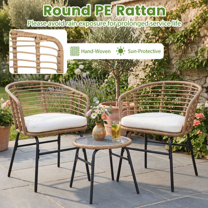 3 Pieces Outdoor Patio Furniture Set with Soft Cushions, White Patio Conversation Sets at Gallery Canada