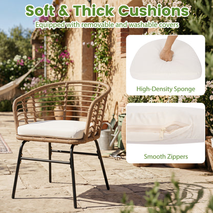 3 Pieces Outdoor Patio Furniture Set with Soft Cushions, White Patio Conversation Sets at Gallery Canada