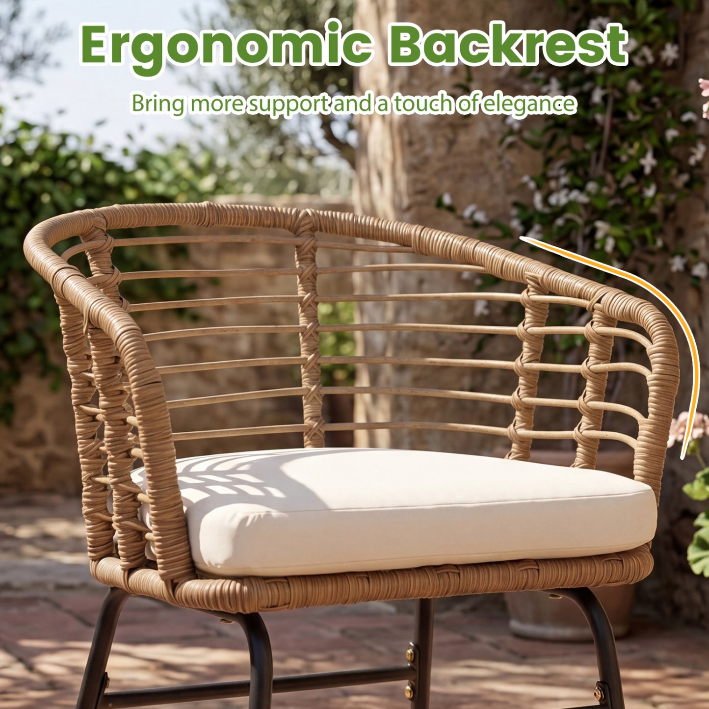 3 Pieces Outdoor Patio Furniture Set with Soft Cushions, White Patio Conversation Sets at Gallery Canada