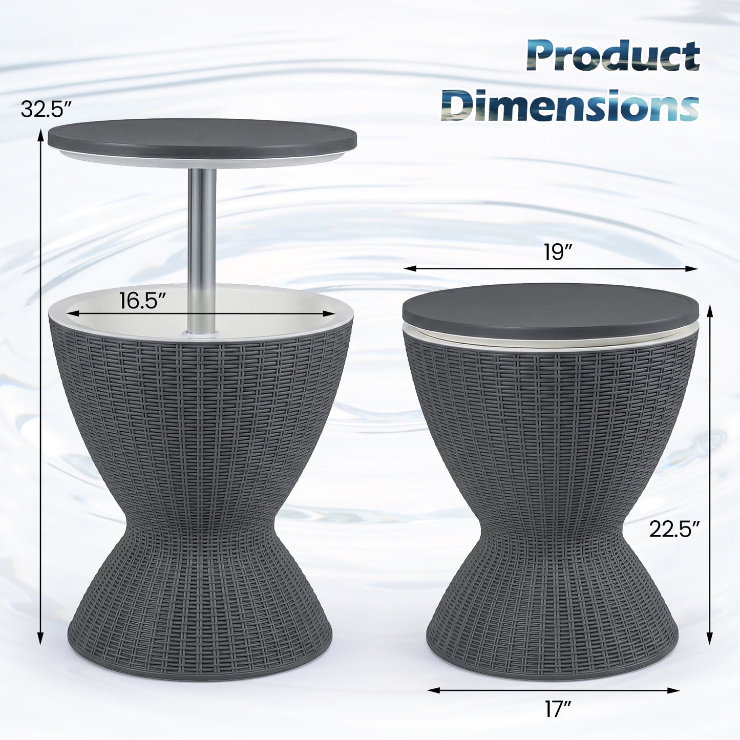 3 Pieces Outdoor Rattan Bar Table with Extendable Tabletop, Gray Patio Bar Furniture at Gallery Canada
