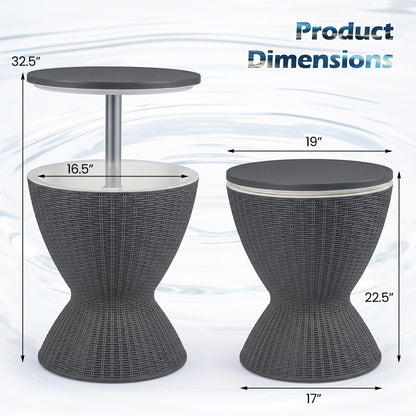 3 Pieces Outdoor Rattan Bar Table with Extendable Tabletop, Gray Patio Bar Furniture at Gallery Canada