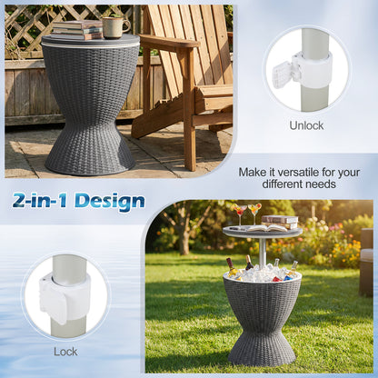 3 Pieces Outdoor Rattan Bar Table with Extendable Tabletop, Gray Patio Bar Furniture at Gallery Canada