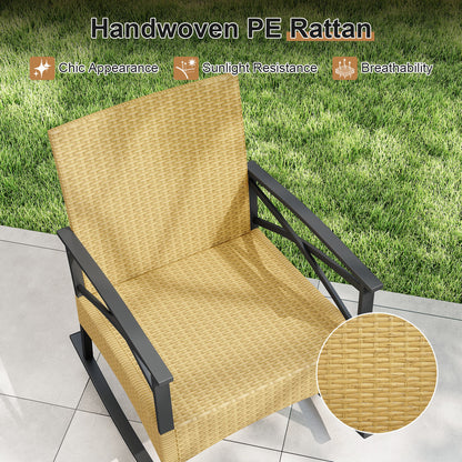3-Piece Outdoor Rattan Rocking Chairs Set With 2-Tier Side Table, Gray Patio Conversation Sets at Gallery Canada