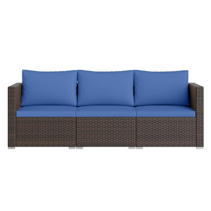 3 Pieces Outdoor Sectional Sofa Set with Soft Cushions, Navy Outdoor Sectionals at Gallery Canada