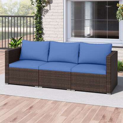 3 Pieces Outdoor Sectional Sofa Set with Soft Cushions, Navy Outdoor Sectionals at Gallery Canada