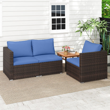 3 Pieces Outdoor Sectional Sofa Set with Soft Cushions, Navy Outdoor Sectionals at Gallery Canada