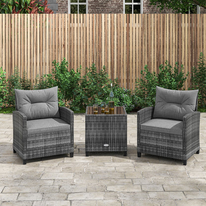 3-Piece Outdoor Wicker Conversation Set, Tempered Glass Tabletop, Gray Patio Conversation Sets at Gallery Canada