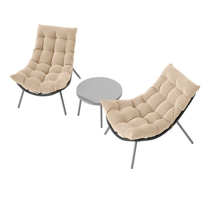 3 Pieces PE Rattan Conversation Set with Cushioned Papasan Chairs, Beige Patio Conversation Sets at Gallery Canada