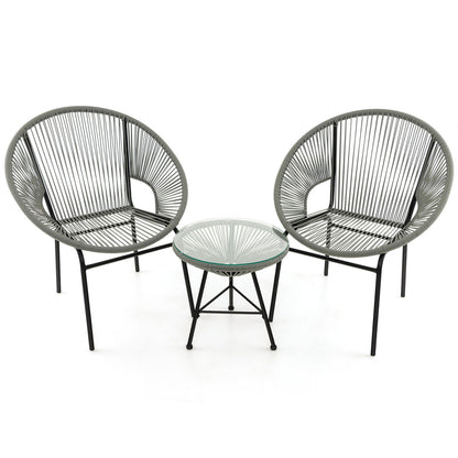 3 Piece Patio Acapulco Bistro Set, Glass Table, Gray Patio Conversation Sets at Gallery Canada