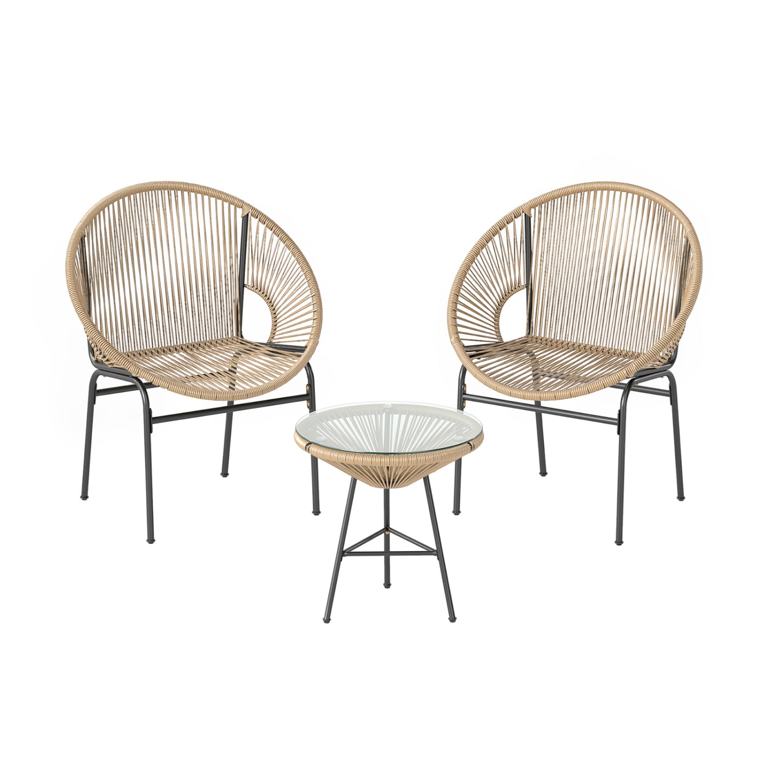 3 Piece Patio Acapulco Bistro Set, Glass Table, Brown Patio Conversation Sets at Gallery Canada
