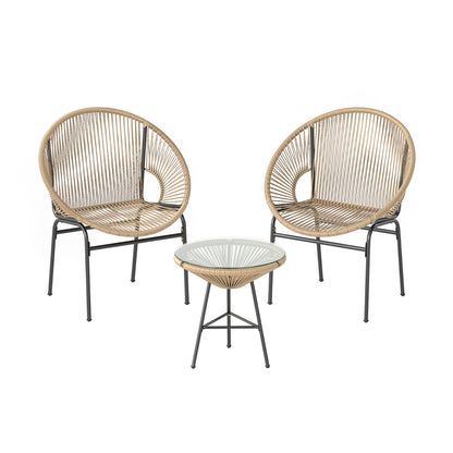 3 Piece Patio Acapulco Bistro Set, Glass Table, Brown Patio Conversation Sets at Gallery Canada