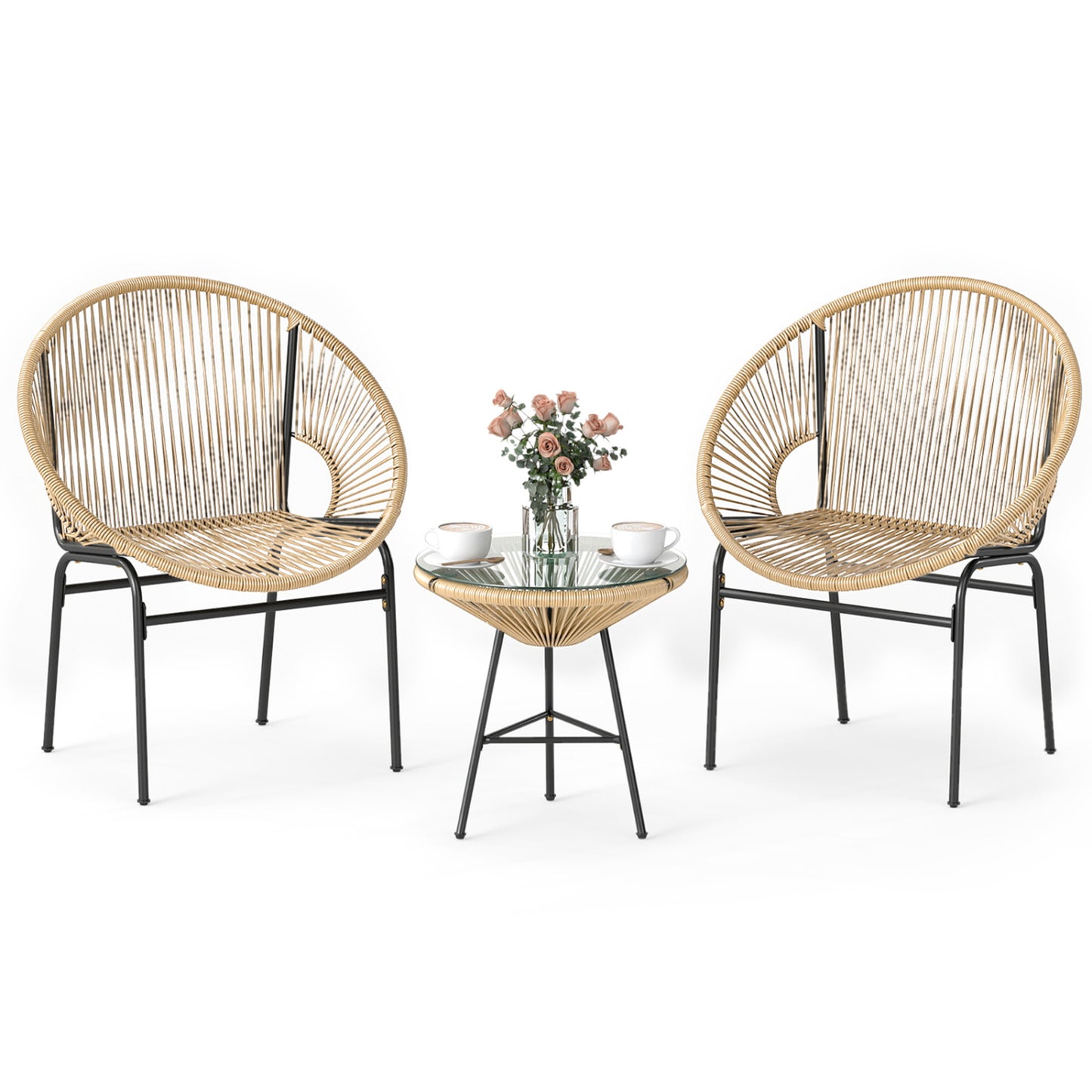 3 Piece Patio Acapulco Bistro Set, Glass Table, Brown Patio Conversation Sets at Gallery Canada