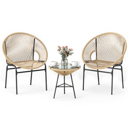 3 Piece Patio Acapulco Bistro Set, Glass Table, Brown Patio Conversation Sets at Gallery Canada