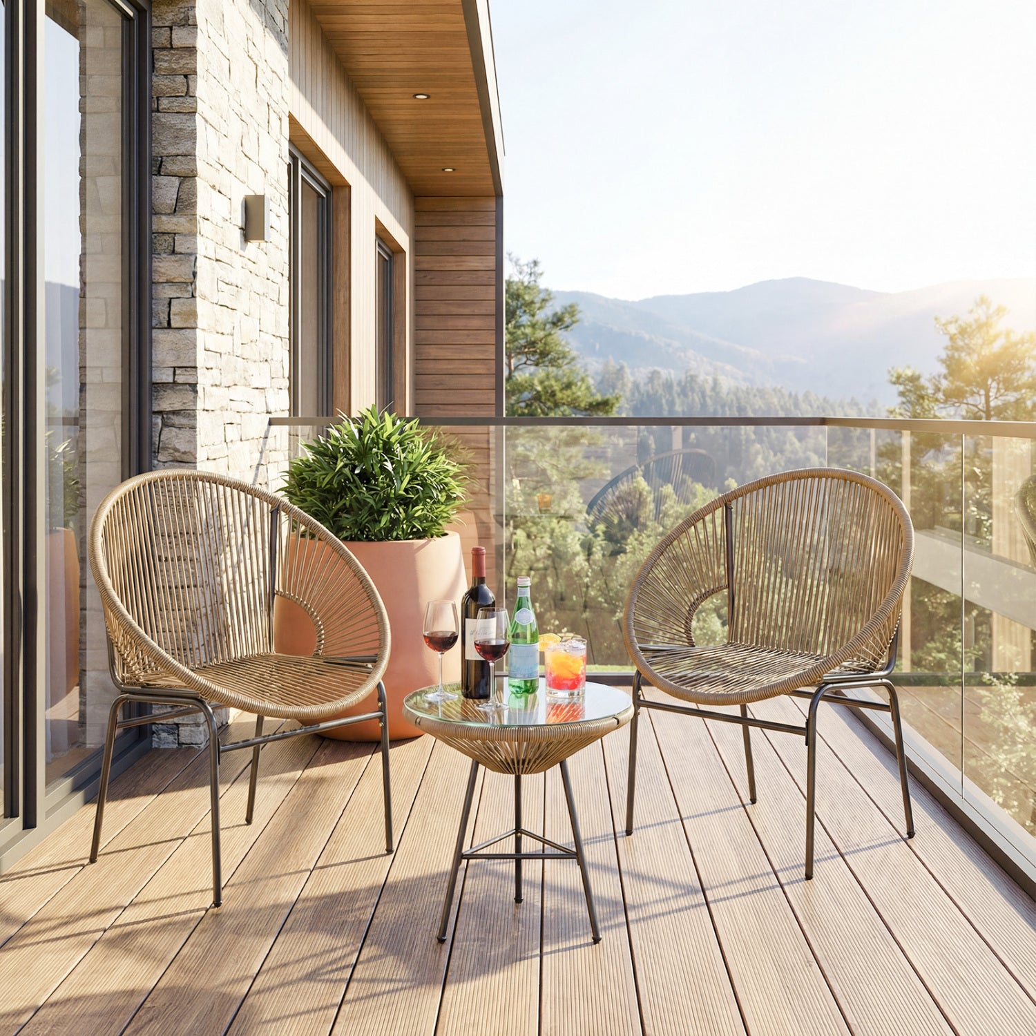 3 Piece Patio Acapulco Bistro Set, Glass Table, Brown Patio Conversation Sets at Gallery Canada
