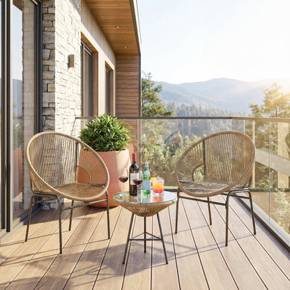 3 Piece Patio Acapulco Bistro Set, Glass Table, Brown Patio Conversation Sets at Gallery Canada