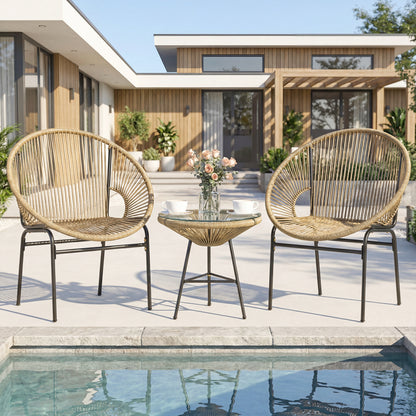 3 Piece Patio Acapulco Bistro Set, Glass Table, Brown Patio Conversation Sets at Gallery Canada