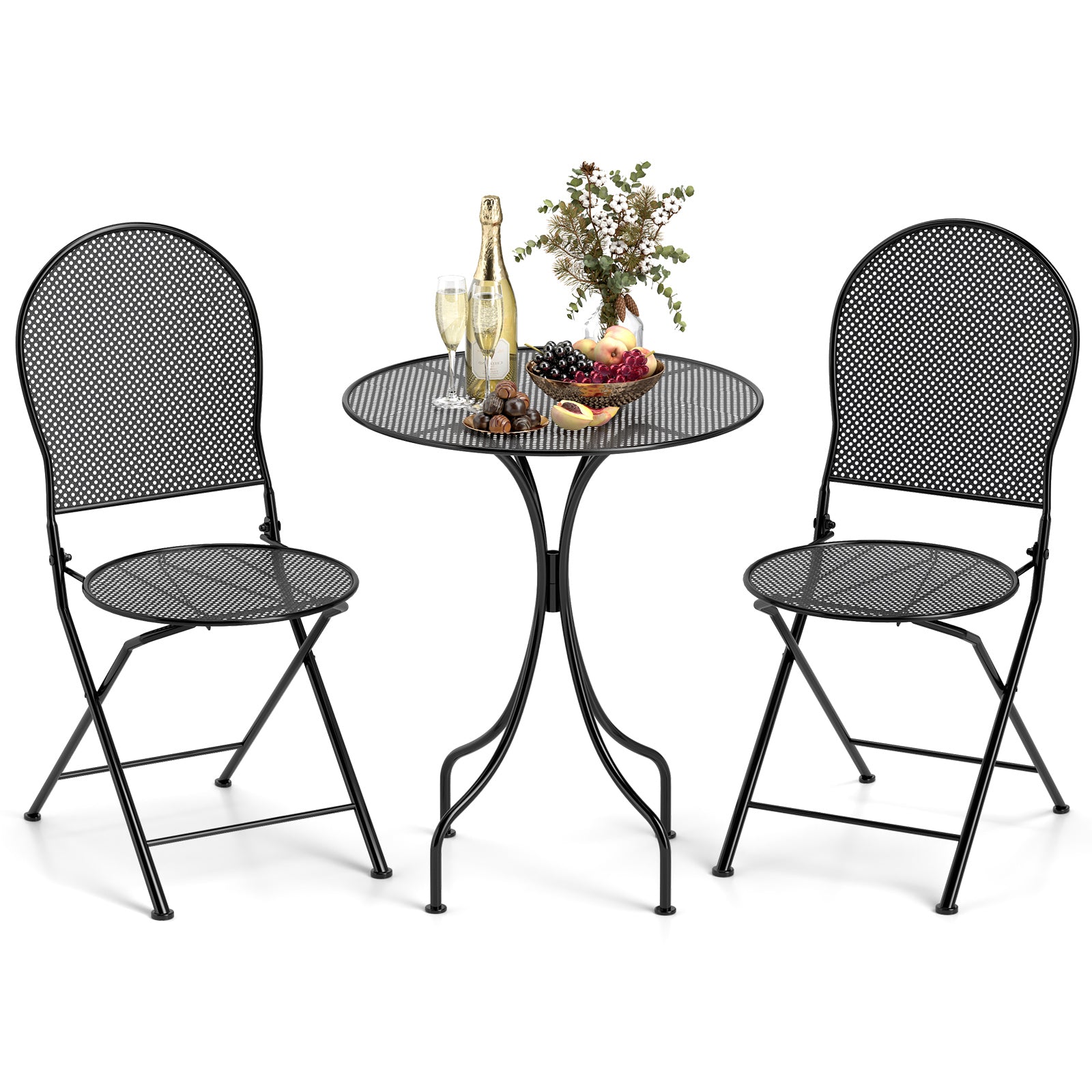 3 Piece Patio Bistro Set, Outdoor Conversation Furniture, Black Patio Conversation Sets at Gallery Canada