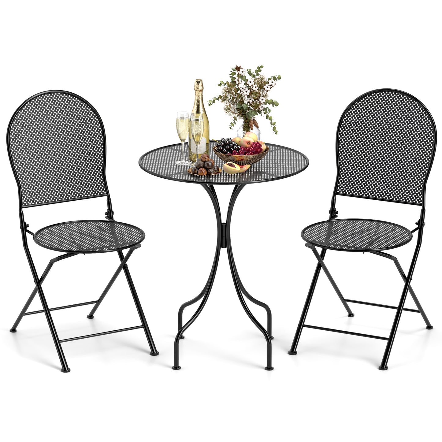 3 Piece Patio Bistro Set, Outdoor Conversation Furniture, Black Patio Conversation Sets at Gallery Canada