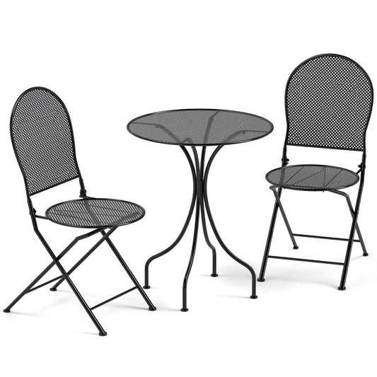 3 Piece Patio Bistro Set, Outdoor Conversation Furniture, Black Patio Conversation Sets Black at Gallery Canada