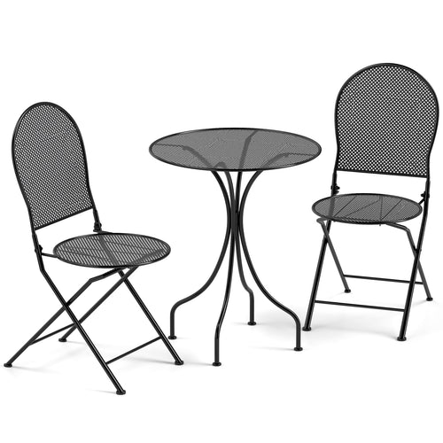 3 Piece Patio Bistro Set, Outdoor Conversation Furniture, Black
