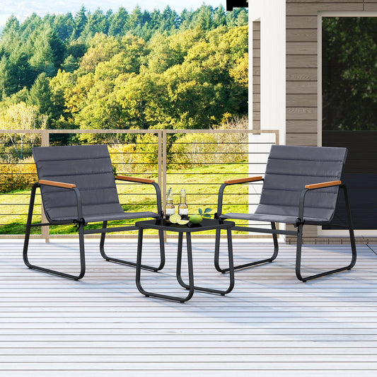 3 Piece Patio Bistro Set, Outdoor Fabric Conversation Set, Gray Patio Conversation Sets Gray at Gallery Canada