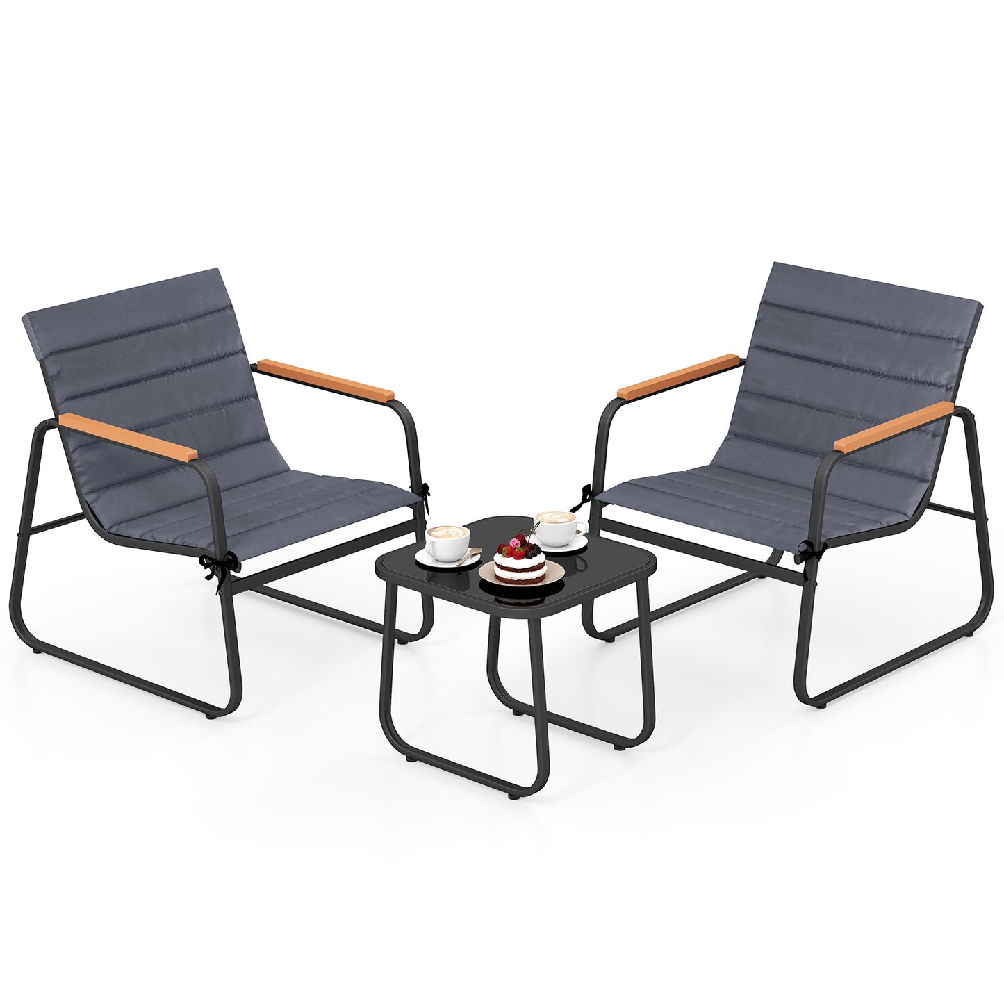3 Piece Patio Bistro Set, Outdoor Fabric Conversation Set, Gray Patio Conversation Sets at Gallery Canada