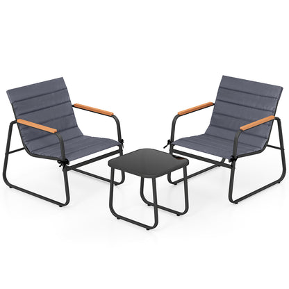 3 Piece Patio Bistro Set, Outdoor Fabric Conversation Set, Gray Patio Conversation Sets at Gallery Canada