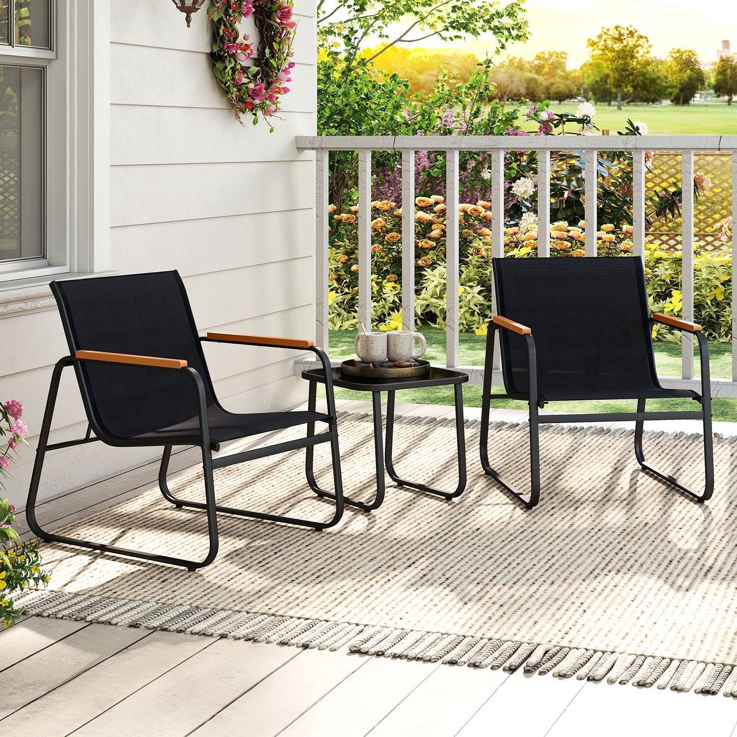 3 Piece Patio Bistro Set, Outdoor Fabric Conversation Set, Gray Patio Conversation Sets at Gallery Canada
