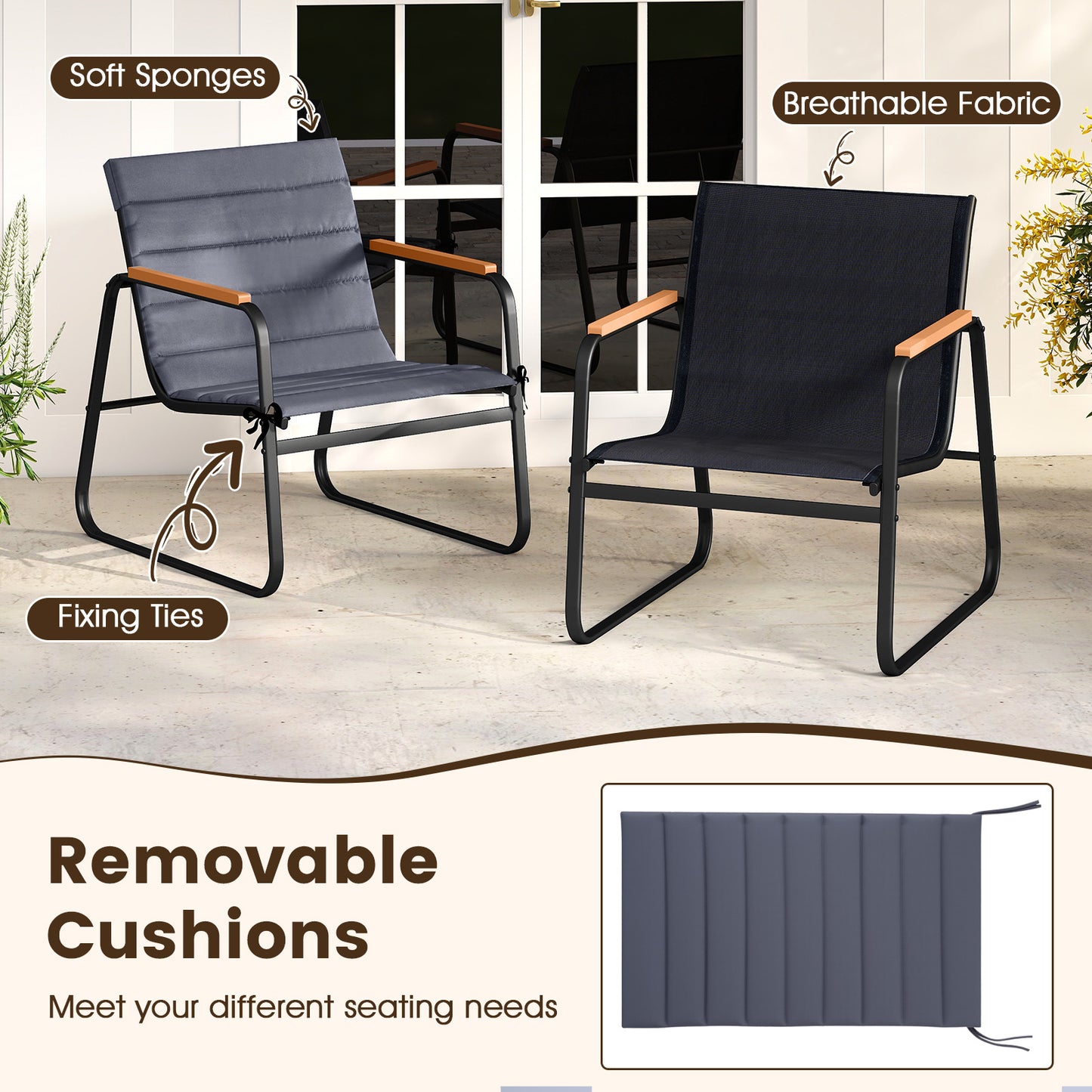 3 Piece Patio Bistro Set, Outdoor Fabric Conversation Set, Gray Patio Conversation Sets at Gallery Canada