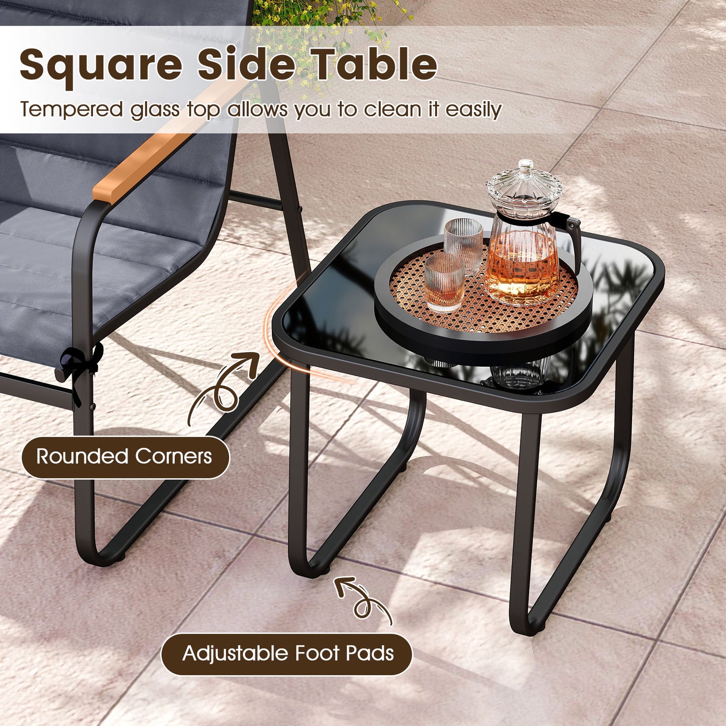 3 Piece Patio Bistro Set, Outdoor Fabric Conversation Set, Gray Patio Conversation Sets at Gallery Canada