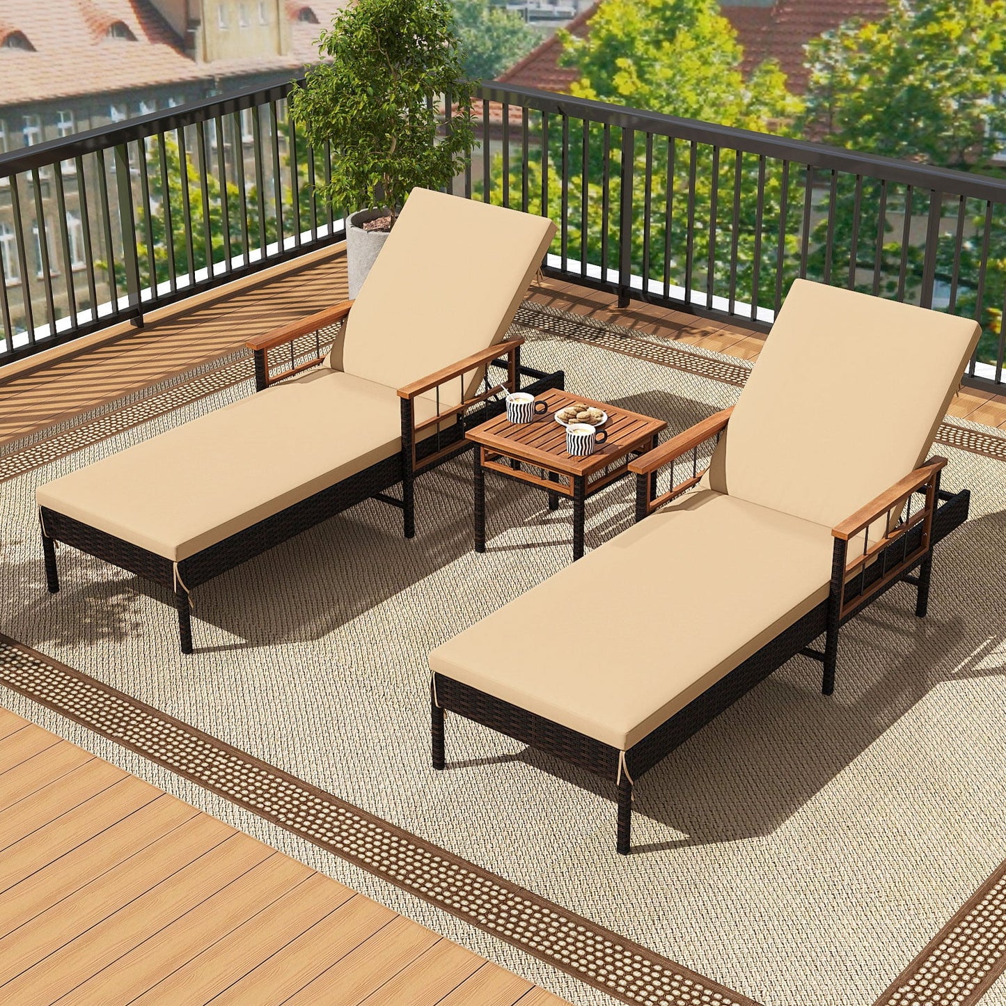 3 Piece Patio Chaise Lounge Set, Poolside Outdoor Chaise Lounges at Gallery Canada