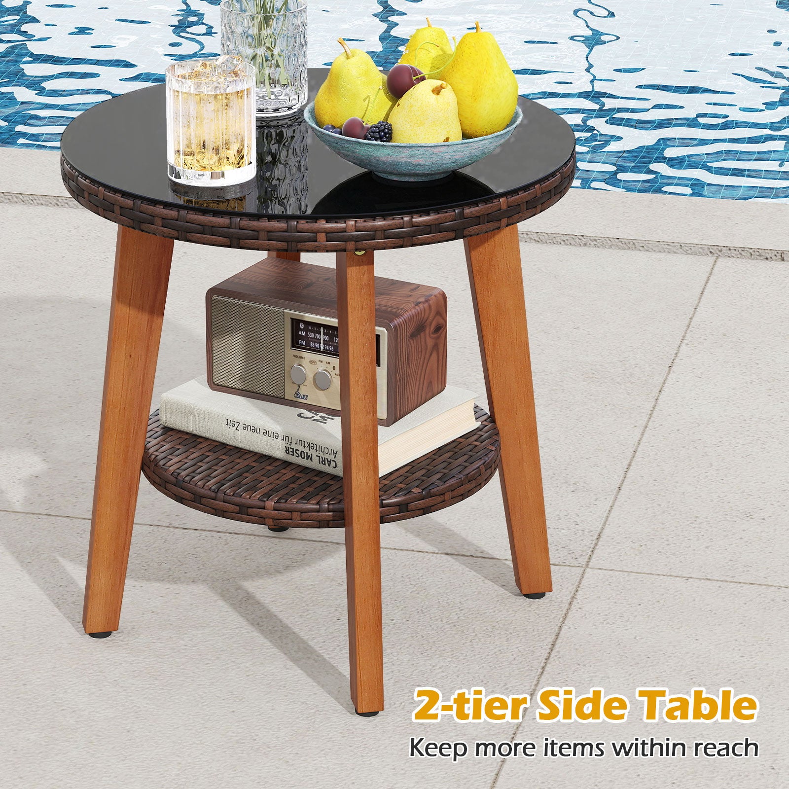 3 Pieces Patio Furniture Set with Tempered Glass Top Table and Soft Cushions, Off White Patio Conversation Sets at Gallery Canada