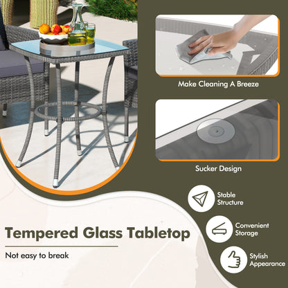 3 Piece Patio Furniture Set, Cushioned Chairs, Tempered Glass Table, Gray Patio Conversation Sets at Gallery Canada