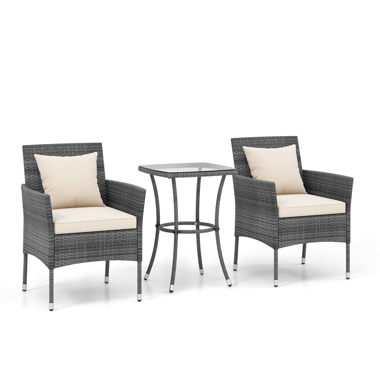 3-Piece Patio Set, Cushioned Chairs, Tempered Glass Table, White Patio Conversation Sets at Gallery Canada