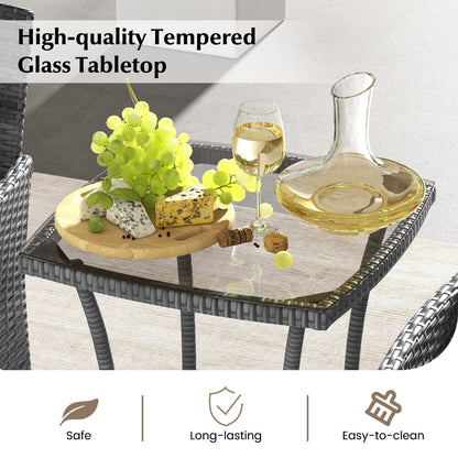 3 Piece Patio Furniture Set, Cushioned Chairs, Tempered Glass Table, Navy Patio Conversation Sets at Gallery Canada